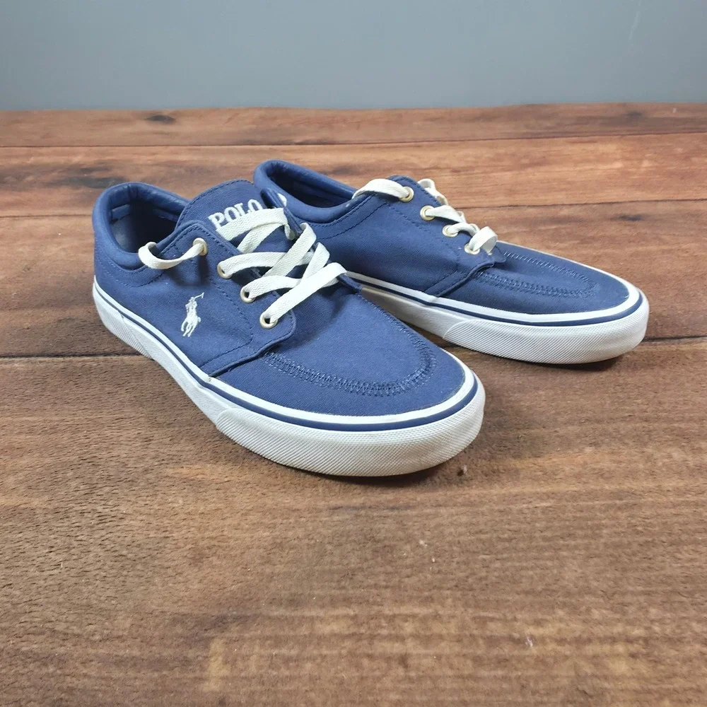 Polo Ralph Lauren Faxon X Sneakers Mens 7.5 Blue Good Canvas Low Top Shoes